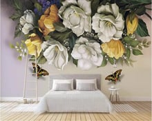 beibehang Retro vintage rose butterfly background wall decoration painting papel de parede wallpaper hudas beauty papier peint 2024 - buy cheap