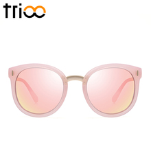 TRIOO Rosa Polarizada Mulheres Óculos De Sol Espelho Redondo Shades Verão Cor Da Lente Mulheres Óculos Marca Designer Retro Óculos de Sol Das Senhoras 2024 - compre barato