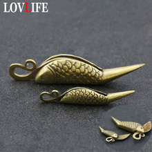 Pure Brass Small Fish Knife Keychain Pendants Vintage Copper Paper Cutter Key Chains Car Key Rings Hanging Trinket Creative Gift 2024 - compre barato