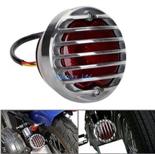 Universal Chrome Motorcycle Round Grill Tail Brake Light For Custom Harley Bobber Chopper 883 1200 XL 2024 - buy cheap