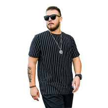 Large size Summer Short-sleeved T-shirt Fashion Casual fat Loose Striped Half-sleeved Shirt Male More Size XL-5XL 6XL 2024 - buy cheap