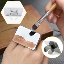 Salon Manicure Finger Ring Color Palette Make up Cream Foundation Mixing Palette Cosmetic Make up Tool Stainless Steel Plate 2024 - buy cheap