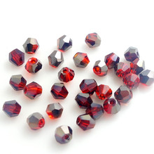 hot 200pcs Red half black bicone crystal glass jewelry loose Spacer 4mm beads Wholesale 2024 - buy cheap