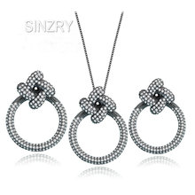 SINZRY-Conjunto de joyería cz de lujo de Circonia cúbica, collar de colgante de nudo chino, conjunto de pendientes, joyería creativa 2024 - compra barato