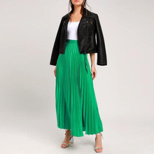 Красивая зеленая оранжевая трапециевидная плиссированная шифоновая юбка в пол, летняя пляжная юбка для женщин с высокой талией и бантом, длинная юбка макси на заказ, любой цвет 2024 - купить недорого
