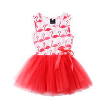 Citgeett Summer Newborn Kids Baby Girls Flamingo Animal Dress Tutu Red Lace Clothes Sleeveless Summer Bow Summer Clothing 2024 - buy cheap