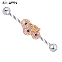 JUNLOWPY Wholesale Industrial Barbells Stainless Steel Ear long Bar Piercing Tragus Cartilage Earring Body Jewelry Women 20pcs 2024 - buy cheap