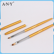 Free Shipping ANGNYA Good Quality Golden Metal Handle UV Gel Nail Brush Oval 4# Single Piece A027 2024 - buy cheap