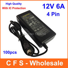 100pcs AC adapter 12V 6A 72W Charger 4 PIN 4-Pin Switching Mode dc power supply For LCD TV Free shipping wholesale 2024 - buy cheap