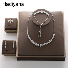 Hadiyana High Quality Lady Set Shiny AAA Zircon Micro Inlay Necklace & Earrings & Rings & Bracelet Four Pc Sets Wedding TZ8078 2024 - buy cheap