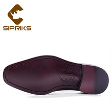 Sipriks-zapatos de cuero genuino importado de Francia para hombre, Calzado con suela de cuero sólido, Oxford, brogue, Goodyear 2024 - compra barato