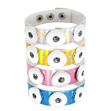 Beauty-Pulseras a presión de cuero reflectantes de colores, joyería a presión con botones de 18mm, 19cm, venta al por mayor, SE0202 2024 - compra barato