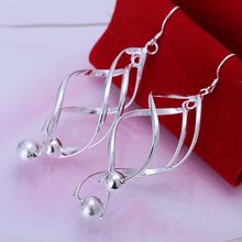 Earring silver plated earrings silver fashion jewelry earrings hanging gloss ball jewelry wholesale free shipping ppol LE166 2024 - buy cheap