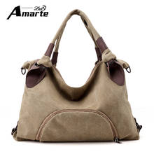 Amarte Brands 2018 Fashion Big Women Canvas Bag Ladies Shoulder Bags Handbags Women Large Capacity Casual Tote Bags Sac A Main 2024 - buy cheap