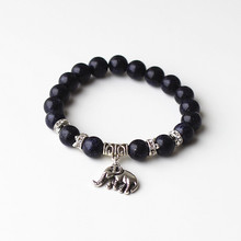 Elastic Natural Blue Sandstone Beads Bracelets For Women Men Rhinestone Ball Charm Elephant Bracelet Buddha Yoga Jewelry 2024 - buy cheap