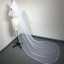 Popodion Wedding Aaccessories Wedding Veil Long 3 Meters Satin Edge Ivor Wedding Veil Bridal Veils  for Bride with Comb WAS10044 2024 - buy cheap