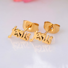 High Quality Jesus Stainless Steel Earring Gold Color Men Stud Earring Never Fade 033 2024 - buy cheap
