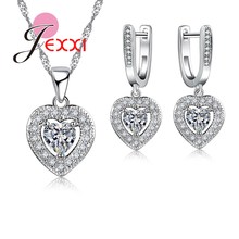Lovely Hollow Heart Design Pretty Jewelry Set 925 Sterling Silver Necklace/Earrings/Pendant Cubic Zirconia Sets 2024 - buy cheap