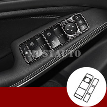 Botão da janela da porta do carro de fibra de carbono capa para benz ml w166 2012-2015 gl x166 2013-2015 4 pçs acessórios do carro interior decoração do carro 2024 - compre barato