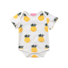 Милый хлопковый комбинезон с короткими рукавами и рисунком ананаса для новорожденных и маленьких мальчиков и девочек, комбинезон, одежда для пляжного костюма, новинка 2019 2024 - купить недорого