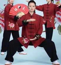 women top quality cotton&linen embroidery flower tai chi performance uniforms taijiquan clothing kung fu martial arts suits 2024 - buy cheap