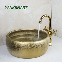 YANKSMART-lavabo de cerámica para baño, conjunto de dos manijas giratorias para cocina, mezclador de agua, juego combinado de grifo 2024 - compra barato