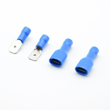 6.3mm 16-14AWG Female Male Electrical Wiring Connector Insulated Crimp Terminal Spade Blue FDFD 2-250 MDD 2-250 2024 - buy cheap
