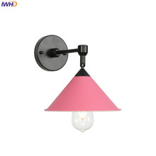 IWHD-Lámpara LED de pared para el hogar, accesorio de iluminación Industrial Vintage, de hierro colorido, rosa, para murales 2024 - compra barato