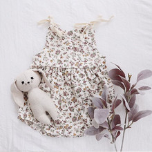 2019 fashion summer sleeveless baby girl Lace Up Floral rompers cute print O-neck newborn Infant Girls Sunsuits clothes for 0-2T 2024 - buy cheap