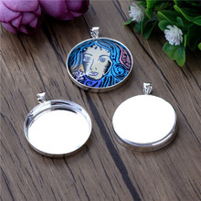 25mm 5pcs High Quality Silver  Plated Copper Round  Cabochon Base  Cameo Settings Blank Tray Bezel 2015 New Style 2024 - buy cheap