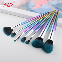 FLD 7Pcs Colorful Makeup Brushes Set Crystal Blush Eyeliner Powder Foundation Fan Face Eye Make Up Brushes Kit 2024 - buy cheap