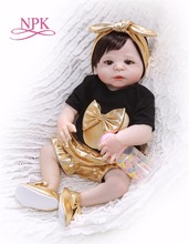 Силиконовая полноразмерная кукла NPK 56 см, Новорожденный ребенок, реальная жизнь, золотой цвет, рождественский подарок, водонепроницаемая игрушка для ванной, мягкая игрушка 2024 - купить недорого