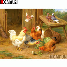 Алмазная 5D картина HOMFUN «курица», вышивка крестиком, полная выкладка, квадратная/круглая, для домашнего декора, A14277 2024 - купить недорого