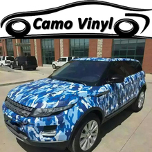 Adesivo vinílico camuflado para carro, estampa azul, urbano, camuflagem azul, adesivo para veículo, livre de bolhas de ar, envoltório para carroceria 2024 - compre barato