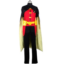 Disfraz de Robin para adultos, uniforme de la justicia joven, mono con capa negra, disfraz de Halloween, 2018 2024 - compra barato