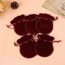 Cheap Sale 50pcs/lot 7x9cm Gourd-type Dark Red Velvet Bags Jewellery Pouches Packaging For Jewelry Small Gift bags 2024 - buy cheap