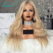 Ombre Full Lace Wig Light Honey Blonde Color Human Hair Lace Frontal Wigs Wavy Remy Hair 613 Full Wig 150% Bleached Knots Qearl 2024 - buy cheap