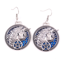 Earrings For Female Male Mythical Animal Unicorn Pattern And Pentacle Beautiful Enamel Amulet Zinc Alloy Provide Dropshipping 2024 - buy cheap