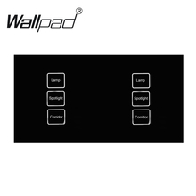 Wallpad-interruptor de luz de 110-250V, 6 entradas, 2 vías, resistente al agua, cristal negro, 172x86mm, doble Control, Control táctil, envío gratis 2024 - compra barato