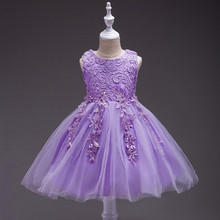 2-9 anos vestido de meninas de flor rendas bordado sem mangas princesa pageant vestido 2024 - compre barato