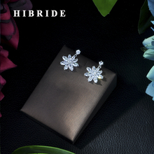 HIBRIDE Brand High Quality Silver Color Long Black Crystal Drop Earring Fashion Cubic Zirconia Women Jewelry E-222 2024 - buy cheap
