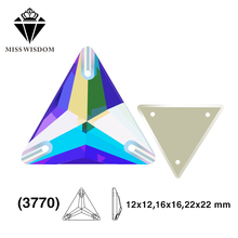 12mm/16mm/22mm 2018 novo produto alta qualidade vidro plano buraco duplo strass costura triângulo ab cor acessórios diy 2024 - compre barato