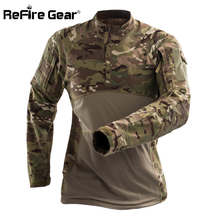 Мужская камуфляжная армейская рубашка ReFire Gear, тактическая камуфляжная футболка с длинным рукавом в стиле милитари, Мультикам, одежда для пейнтбола 2024 - купить недорого