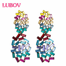 LUBOV Mulicolor Rectangle Crystal Stone Dangle Earrings Beautiful Acrylic Wreath Drop Earrings Trendy Women Party Jewelry 2024 - buy cheap