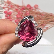 Fine Jewelry Real Pt900 Paltinum Gold AU750 100% Natural Red Tourmaline 19.663ct Gemstones Female Rings for Women Fine Ring 2024 - buy cheap