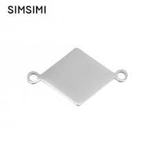 Simsimi Bejeweled with 2 Looped Ends connector pendant blank charm steel/gold color mirror polish Stainless steel high quality 2024 - buy cheap