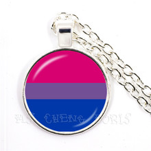 LGBT Necklace Bi Pride 25mm Glass Dome Pendant Necklace Gay Pride Rainbow Flag Photo Glass Cabochon Jewelry For Women Men lover 2024 - buy cheap