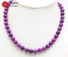 Qingmos colar feminino com pedra natural, sugilite, 8mm, roxo, redondo, 17 '', nec6380 2024 - compre barato