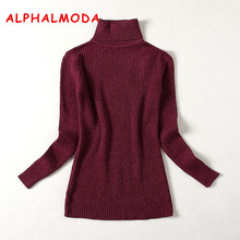 ALPHALMODA 2018 Winter Turtle Neck Pullovers High Quality Bottom Sweater Slim Fit Long-sleeved Solid Primary Jumper 2024 - buy cheap