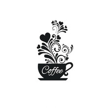 KAKUDER креативная Цветочная лоза на стену с изображением чашечки кофе наклейка для кафе ресторана декоративные наклейки обои ручной резной кухонный стикер 2024 - купить недорого